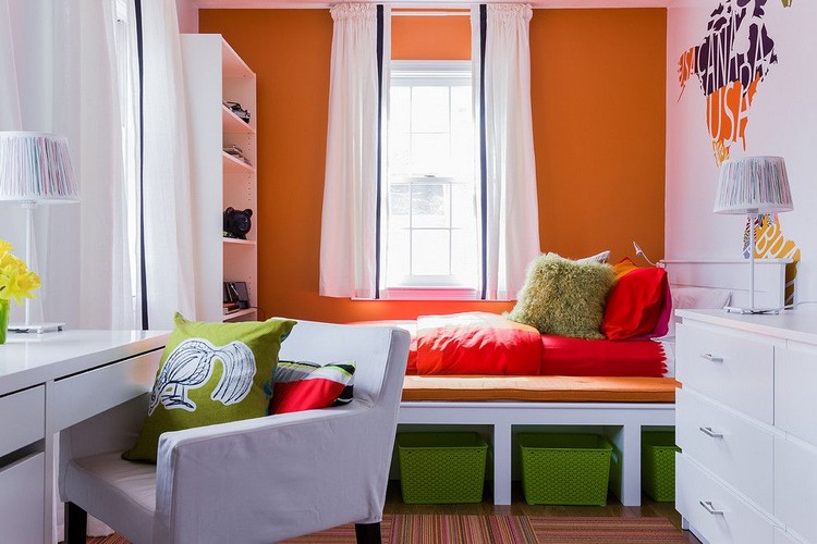 comment aménager une petite chambre à coucher -lit-rangements-meubles-tiroirs