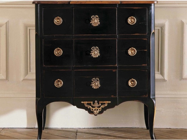 commode-design-fonctionnelle-moderne-roche-bobois-noire-rétro