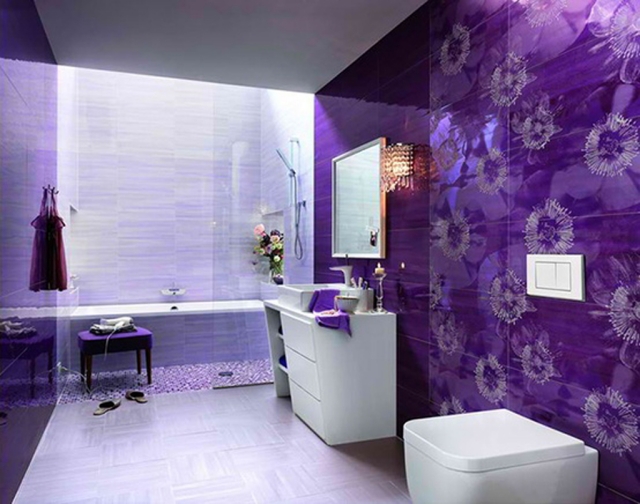 couleur salle de bain lilas-décoration-dents-de-lions