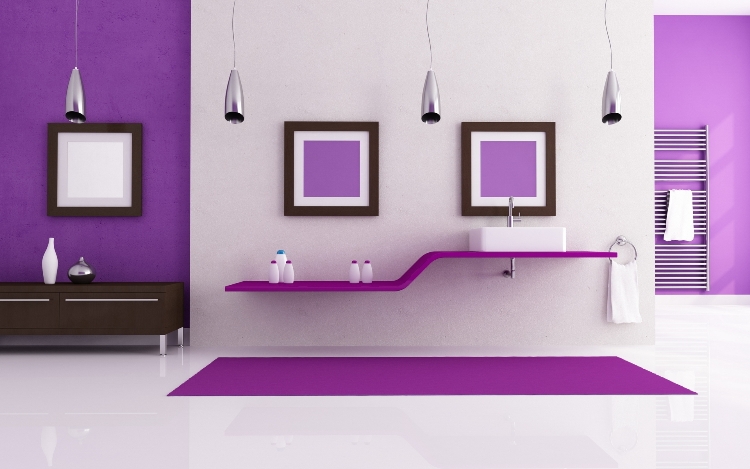 couleur-salle-bain-violet-blanc-tapis-assorti-lavabo-design-meuble-rangement