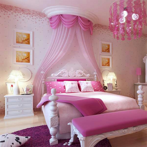 déco de la chambre ado romantique rose-blanc-princesse