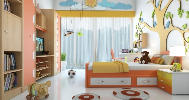 déco-chambre-d'enfant-arbres-lit-armoires