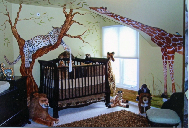 déco-chambre-d'enfant-bébé-girafe-mural