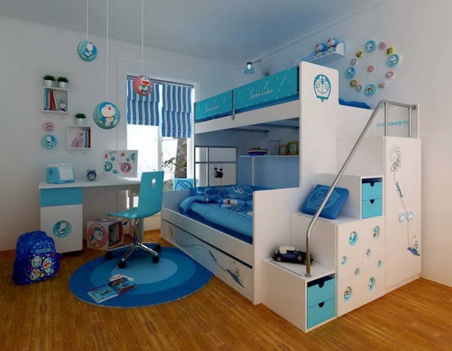 déco-chambre-d'enfant-couleur-bleue-tapis