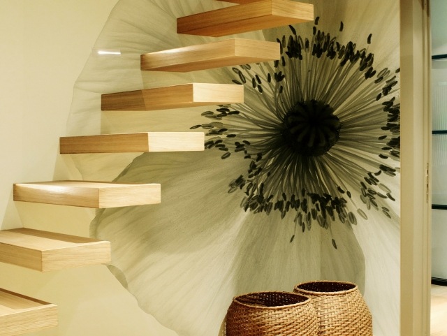 Papiers peints aspect bois et inspiration nature en 47 photos ! Escalier Contemporain inspiration