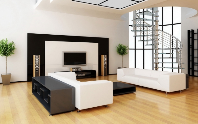 domicile-moderne-table-basse-design-noire-bois