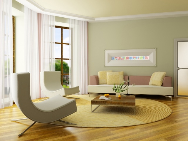 fauteuils-salon-supermodernes-tapis-rond-déco-mural