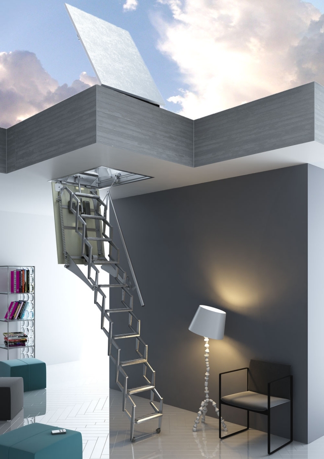 gain-espace-maison-escalier-grenier-escamotable-motorisé-métallique escalier grenier escamotable