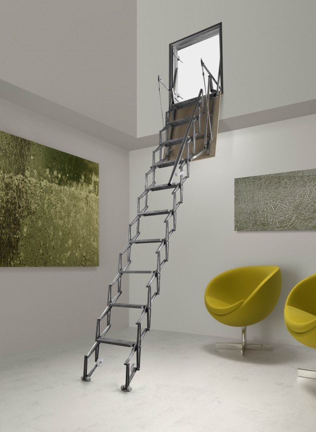gain-espace-maison-escalier-grenier-escamotable-rampe-métal escalier grenier escamotable