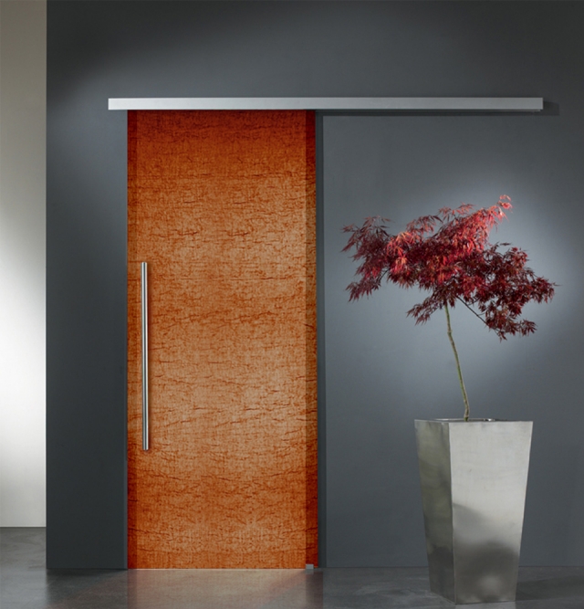 gain-espace-maison-porte-galandage-orange-moderne porte à galandage