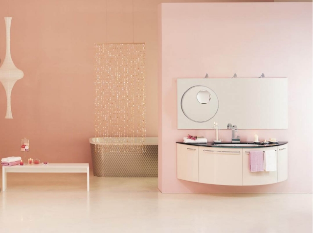 idée de couleur salle de bain féminine rose-pastel-pêche