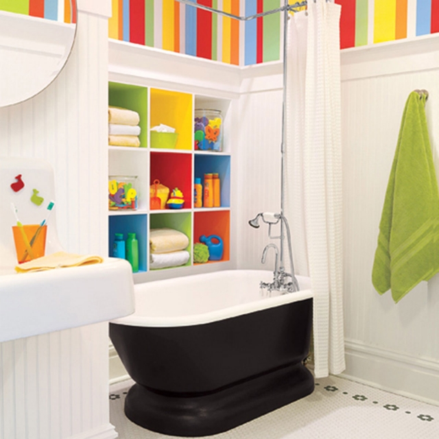 idées de déco salle de bain enfants-couleurs-vives
