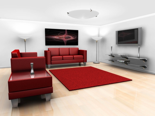 idée-déco-salon-canapé-tapis-table-rouge