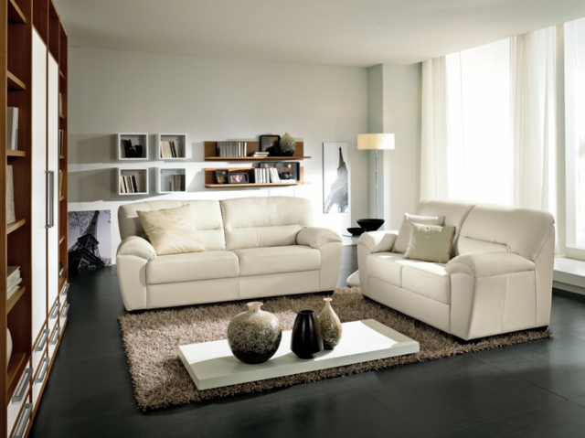 idée-originale-canapé-design-couleur-blanche-tapis-marron