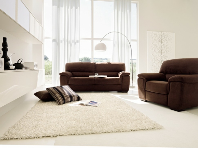 idée-originale canapé design marron-tapis-blanc