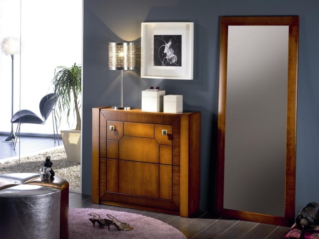 idée-originale-meuble-d'entrée-bois-brut-miroir-rectangulaire