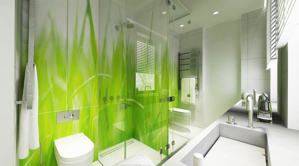 idée-salle-bain-nature-vert-tiges-herbe-cabine-douche