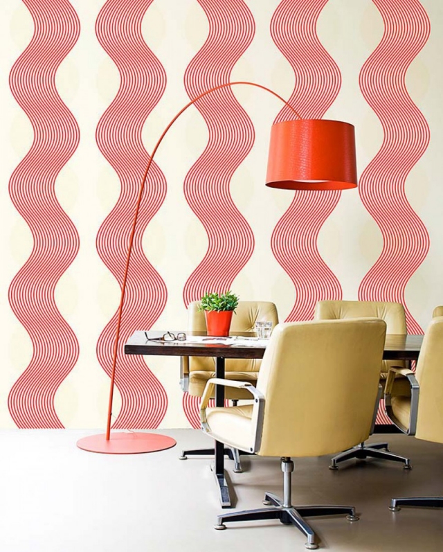 idées-papiers-peints-salon-moderne-formes-géométriques-rouges