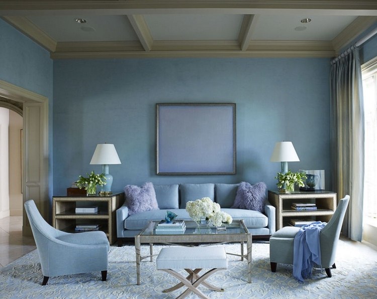 idée-déco-salon-moderne-couleurs-froides-bleu-sérénité-cadre
