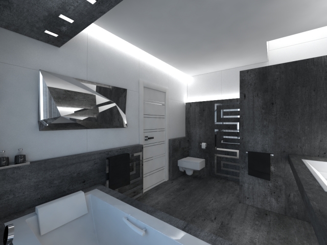 idée-originale-salle-de-bain-grise-baignoire-beau-luminaire