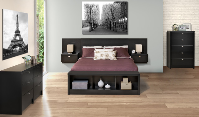 idée-originale-tête-de-lit-bois-noir-king-size