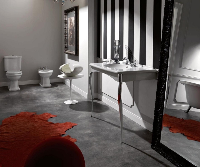 idée-salle-bain-rétro-graphique-meuble-miroir-rayure