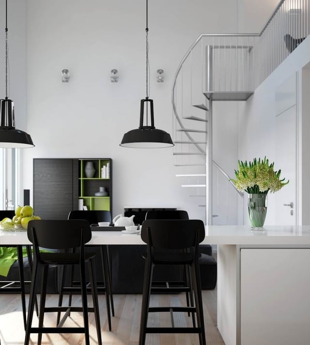 idées-aménagement-déco-mezzanine-moderne-noir-blanc