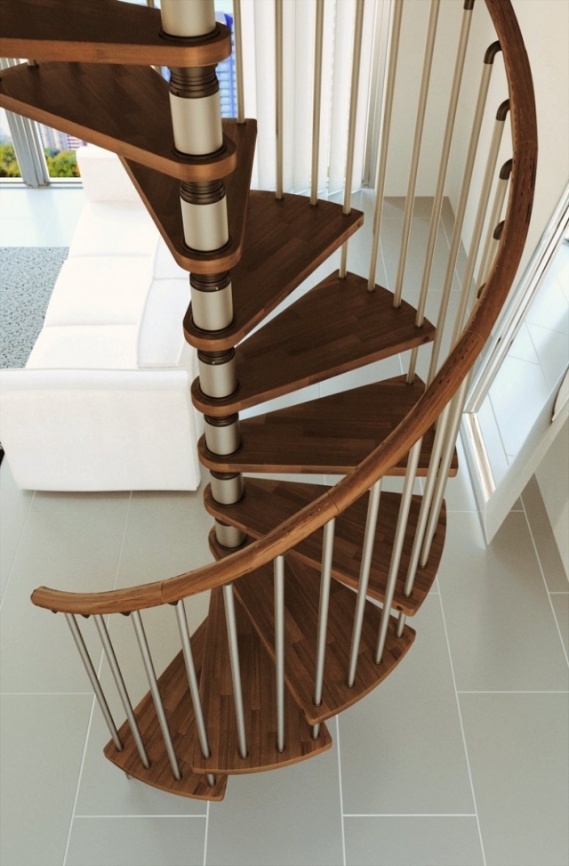 idées-escalier-colimaçon-marches-bois-monotube-rampe