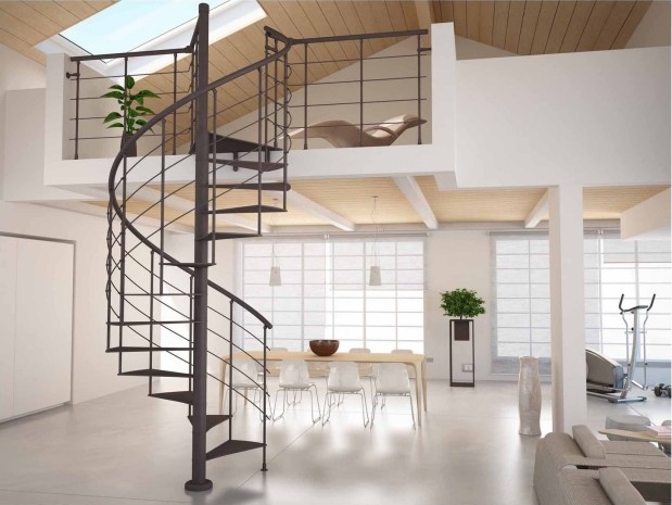 idées-escalier-colimaçon-moderne-simple-design-noir-métallique