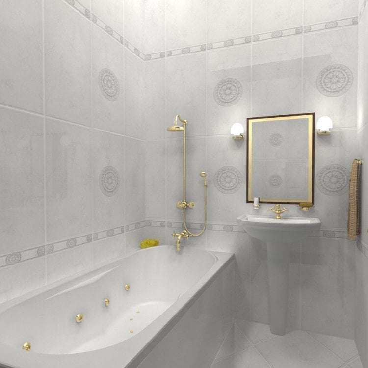 idées-pour-petite-salle-bain-baignoire-rectangulaire-carrealge-miroir