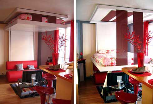 lit-escamotable-plafond-couleur-rouge