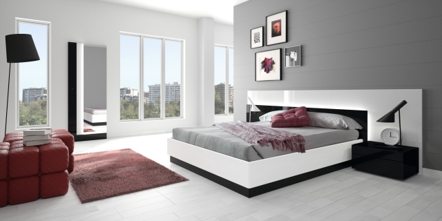 lit-moderne-idée-originale-couleur-noire-blanche-chambre-à-coucher