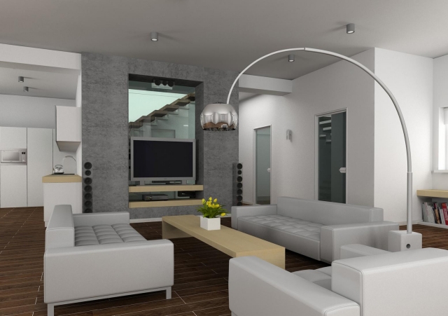 meuble TV niche lignes droites-simple-salon-moderne