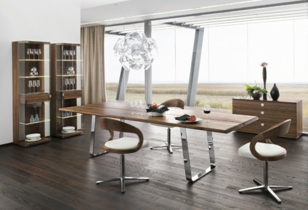 meubles-salle-manger-idées-aménagement-mobilier-design-élégant-bois-métal-cuir