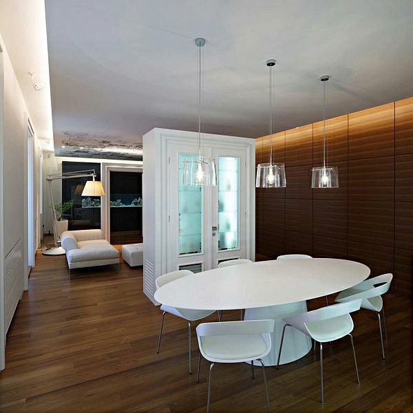 meubles-salle-manger-idées-aménagement-table-ronde-chaises-blanches