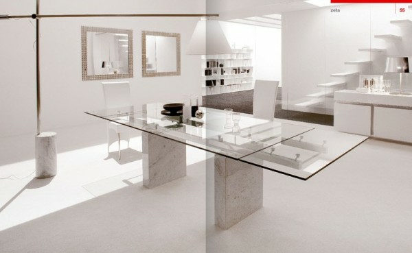 meubles-salle-manger-idées-aménagement-table-verre-marbre