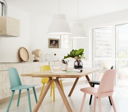 meubles-scandinaves-cuisine-coin-repas-table-bois-chaises-couleurs-pastel