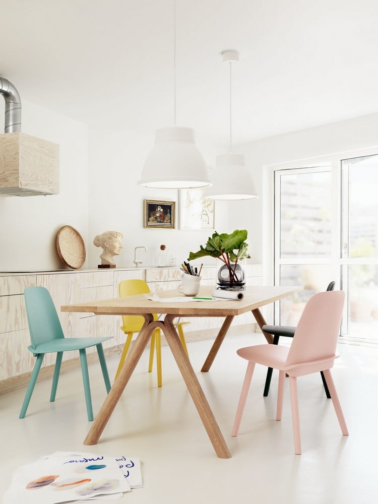 meubles-scandinaves-cuisine-coin-repas-table-bois-chaises-couleurs-pastel