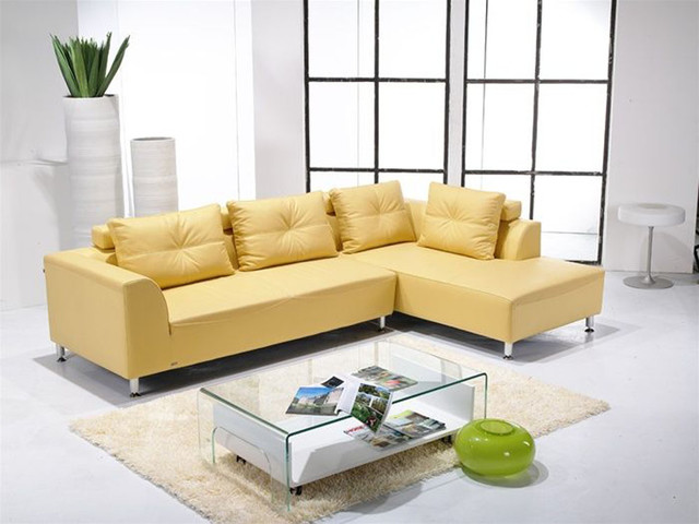 moderne-canapé-d'angle-couleur-jaune-cuir