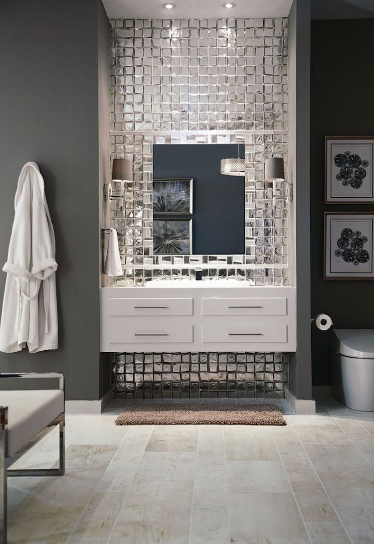 mosaïque salle de bain -effet-miroir-élégante