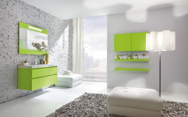 mur-briques-peintes-blanc-accents-vert-chartreuse
