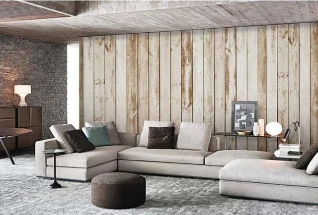 Papiers peints aspect bois et inspiration nature en 47 photos ! Salon Contemporain inspiration