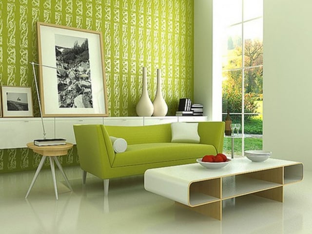 papiers-peints-canapé-assorti-couleur-vert-pomme