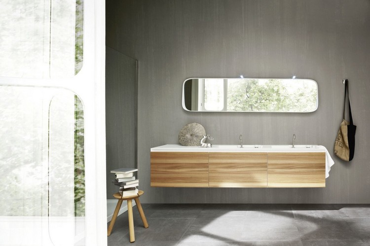 photos de salle de bain -meuble-vasque-bois-blanc