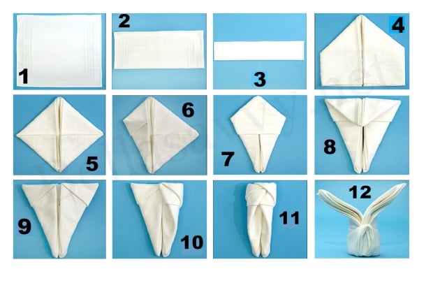 pliage-serviettes-art-table-comment-faire-lapin-tissu pliage de serviettes