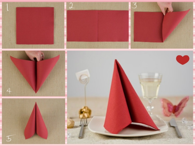 pliage-serviettes-art-table-idée-rouge pliage de serviettes