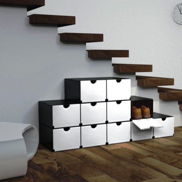 pratique-meuble-chaussures-design-élégant-noir-blanc-pratique
