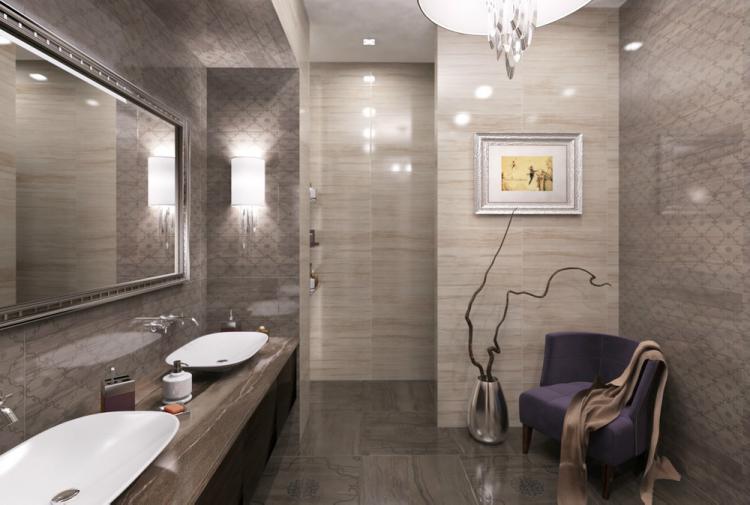 salle-bain-design-carrelage-sol-murs-beige-cadre-déco