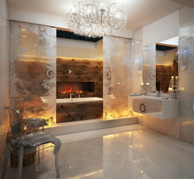 salle de bain design salle-bain-design-luxe-bien-être-cloison-verre-dépoli-blanc-grand-miroir-chaises-transparentes