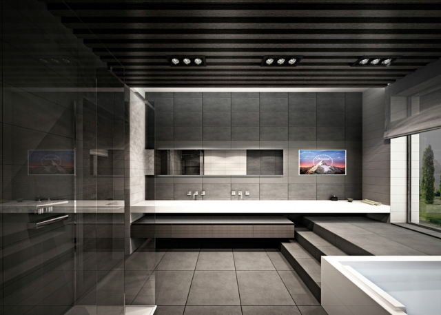 salle-bain-design-luxe-bien-être-effet-3D-granit-gris salle de bain design
